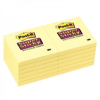Post-it Notas Adhesivas Super Sticky 76x76 Monocolor Amarillo Ultra 12 Blocs X 90 Hojas