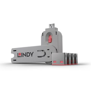 Lindy 40450 Bloqueador De Puerto Bloqueador De Puerto + Clave Usb Tipo A Rosa Acrilonitrilo Butadieno Estireno (abs) 5 Pieza(s)