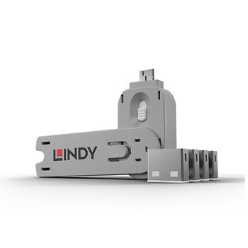 Lindy 40454 Bloqueador De Puerto Bloqueador De Puerto + Clave Usb Tipo A Blanco Acrilonitrilo Butadieno Estireno (abs) 5 Pieza(s)