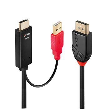 Lindy 41426 Adaptador De Cable De Vídeo 2 M Hdmi + Usb Displayport Negro, Rojo