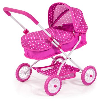 Bayer Design 13008Aa, Cochecito, Carro Muñecas Trendy, Plegable, Gris,  Rosa, Color