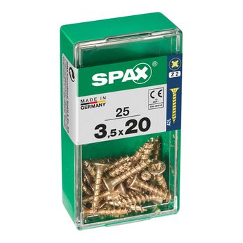 Caja 25 Unid. Tornillo Madera Spax Cabeza Plana Yellox 3,5x20mm Spax