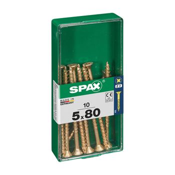 Caja 10 Uds. Tornillo Madera Spax Cab. Plana Yellox 5,0x80mm Spax