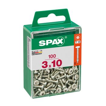 Caja 100 Unid. Tornillo Madera Spax Cab. Redonda Wirox 3,0x10mm Spax