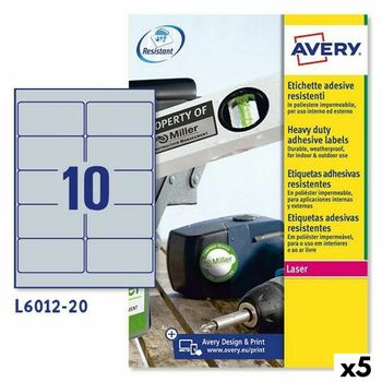 Etiquetas Para Impresora Avery Plateado 20 Hojas 96 X 50,8 Mm (5 Unidades)