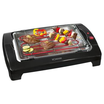 Bomann Bq 1240 - Barbacoa Eléctrica Con Parrilla Cromada De 35,5 X 24,5 Cm, 2000 W, Color Negro