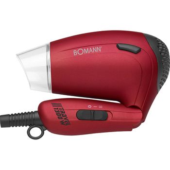 Secador De Pelo Viaje, Plegable, 2 Niveles Temperatura / Velocidad, Bolsa Transporte, Difusor Rojo 1300w Bomann Htd 8005 Cb