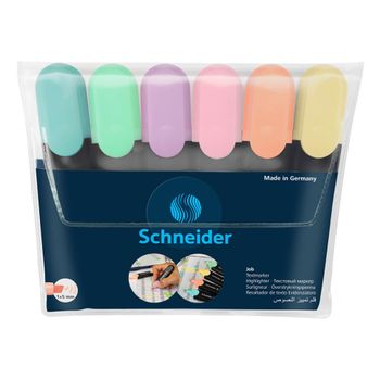 Schneider Job 150 - Subrayadores Pastel (turquesa, Menta, Lila, Rosa, Melocotón, Vainilla), Estuche De 6 Unidades