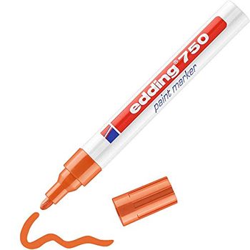 Edding 750 Marcador De Tinta Opaca - Naranja - 1 Rotulador - Punta Redonda 2-4 Mm - Para Metal, Vidrio, Piedras O Plastico - Resistente Al Calor, Permanente, No Mancha, Impermeable