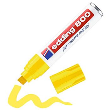 Edding 800 Marcador Permanente - Amarillo - 1 Rotulador - Punta Biselada 4-12 Mm - Para Marcas Llamativas -resistente Al Agua, Secado Rapido, Indeleble - Para Carton,plastico, Madera, Metal, Vidrio