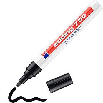 Edding 750 Marcador De Tinta Opaca - Negro - 1 Rotulador - Punta Redonda 2-4 Mm - Para Metal, Vidrio, Piedras O Plastico - Resistente Al Calor, Permanente, No Mancha, Impermeable