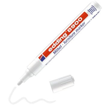 Edding 8900 Marcador Para Muebles - Blanco Puro - Punta Redonda 1,5-2 Mm - Para Cubrir Rasguã±os Y Desperfectos En Chapa, Madera Maciza, Mesas Y Escritorios