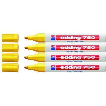 Edding Rotulador De Pintura 750 Industrial, 2-4 Mm (paquete De 4, Amarillo)