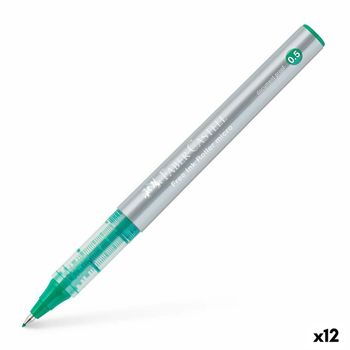 Boligrafo De Tinta Líquida Faber-castell Roller Free Ink Verde 0,5 Mm (12 Unidades)