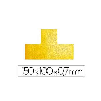 Simbolo Adhesivo Durable Pvc Forma T Para Delimitacion Suelo Amarillo 150x100x0,7 Mm Pack De 10 Unidades