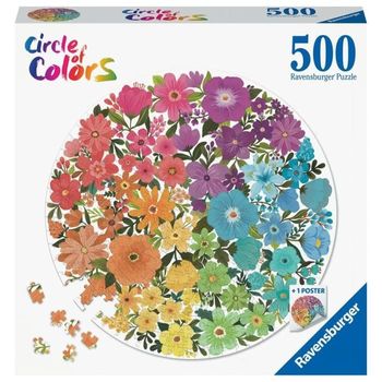 Puzzle Redondo 500 Piezas - Flores (círculo De Colores) Ravensburger