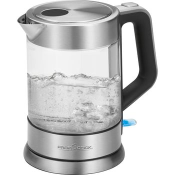 Hervidor De Agua Eléctrico Con Jarra De Cristal, Capacidad De 1,5 Litros, Sin Bpa, Inalámbrico  2200w Proficook Wks1107