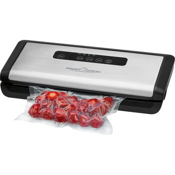 Envasador al vacío - PROFICOOK VK 1133, Envasadora de Alimentos al Vacío  Doméstica, 3 mm Sellado, 4 Funciones, Caudal de 12 L/m., 0, 110 W, Plata