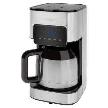 Cafetera De Goteo Programable, 8 - 10 Tazas 1,2 L, Válvula Antigoteo, Mantiene Café Caliente, Lcd 24h Negro/plata 900w Proficook Ka 1191