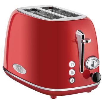 Tostadora Pan, Ranura Ancha 2 Rebanadas, Indicador Nivel Tostado, 3 Funciones, Calienta Panecillos Rojo 800w Proficook Ta 1193