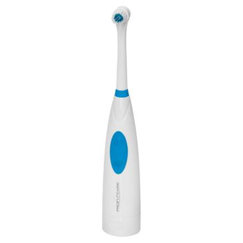 Proficare Ez 3054  Cepillo De Dientes Eléctrico Oscilación Bidireccional, Elimina La Placa, Suave Con Dientes Y Encías, A Prueba De Salpicaduras, Funciona Con Pilas, Blanco/azul