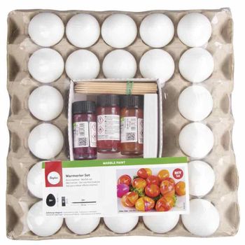 Kit De Barbado 24 Huevos De Plástico Blanco + 3 Macetas