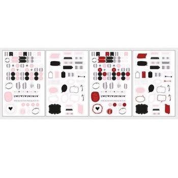 Pegatinas Para Bullet Journal - Blanco, Rojo, Negro