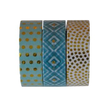 3 Washi Tapes 10 M - Menta-oro