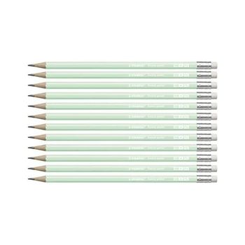 Stabilo Lapiz Grafito Con Goma Swano Pastel Verde -12u-