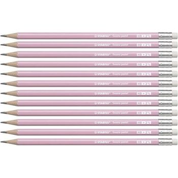 Stabilo Lapiz Grafito Con Goma Swano Pastel Rosa -12u-