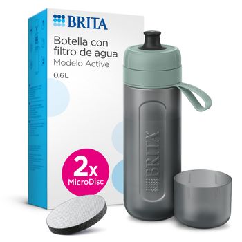 Brita Botella Deportiva Modelo Active Verde Oscuro (600ml), 2 Filtros