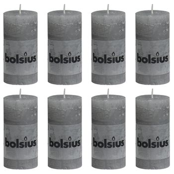 Velas Rústicas 8 Unidades Gris Claro 100x50 Mm Bolsius