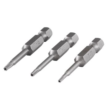 3 Puntas De Atornillador Torx Con Orificio 50 Mm Wolfcraft Tx25-27-30