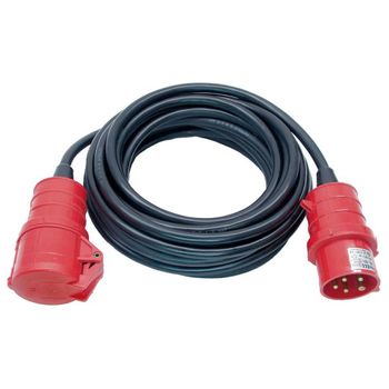 RoadEu - Cable alargador de alimentación 16A - Cable alargador CEE de 25  Metros con Soporte de Cable - Cable de alimentación 16A 380V - Cable 5x2  5mm2 - Enchufe CEE 16A 