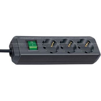 Base Múltiple Eco-line Negra Con Interruptor (3 Tomas Y 5 M) Brennenstuhl 1152900