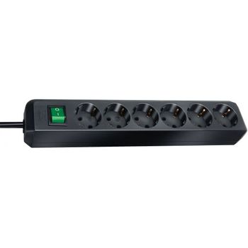 Base Múltiple Eco-line Negra Con Interruptor (6 Tomas Y 1.5 M) Brennenstuhl 1159500015