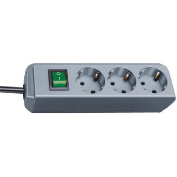 Base Múltiple Eco-line Gris Plata Con Interruptor (3 Tomas Y 1.5 M) Brennenstuhl 1152340015