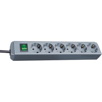 Base Múltiple Eco-line Gris Plata Con Interruptor (6 Tomas Y 1.5 M) Brennenstuhl 1159540015