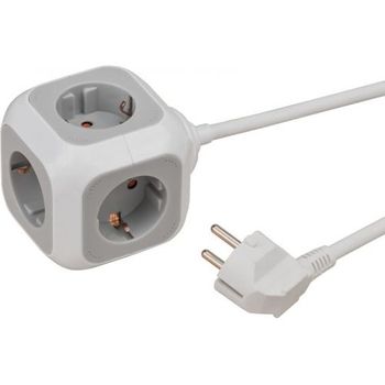 Vivanco Cable Extensión Corriente Cubo 4 Enchufes+2 USB-A Blanco