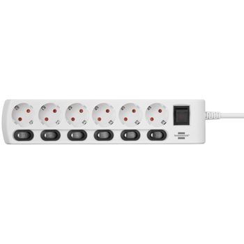 Enchufe múltiple con interruptor 6 bases schuko ECO BRENNENSTUHL en MT