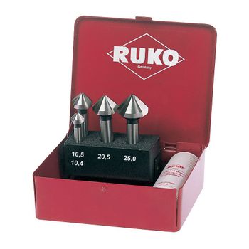 Ruko 102150a - Juego De 4 Avellanadores Cónicos Din 335 Forma C Hss 90° Para Aluminio