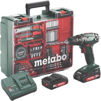 Destornillador Con 2 Baterías 18 V 2 Ah Y Caja De 73 Accesorios Metabo