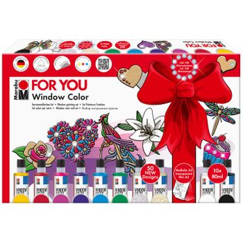 Set Pintura Para Ventanas For You Marabu 10x80ml + Accesorios