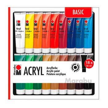 Set Pintura Acrílica Marabu 18 X 36 Ml