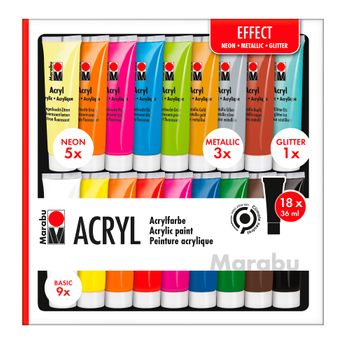 Set Pintura Acrílica Efectos Marabu 18x36ml