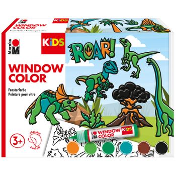 Set Pintura Para Ventanas Dinosaurio Marabu Kids 6x25ml