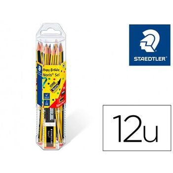 Staedtler Noris- (pack 12 Unids) Lapices De Grafito N 2 Hb Promoción 120 Aniversario + Afilalapiz + Goma