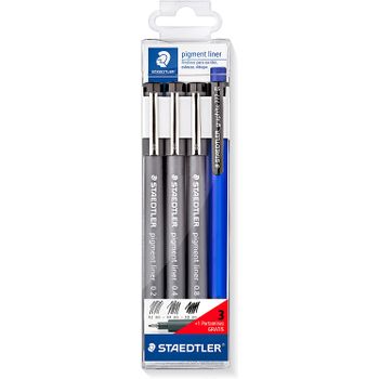 Rotulador Staedtler Calibrado Micrometrico Negro Bolsa De 3 Unidades 0,2 -0,4- 0,8 Mm + Portaminas 777 Regalo