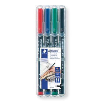 Staedtler Marcador Permanente Lumocolor  Estuche 4ud Trazo 0 4mm Punta Superfina Colo...