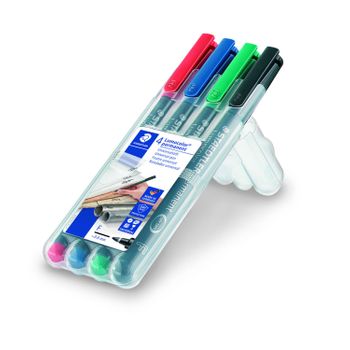 Rotulador Staedtler Lumocolor Retroproyeccion Punta De Fibra Permanente 318 Wp Estuche 4 Colores Punta Fina